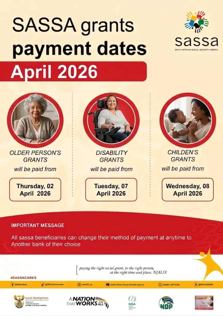 SASSA Payment Dates April 2026